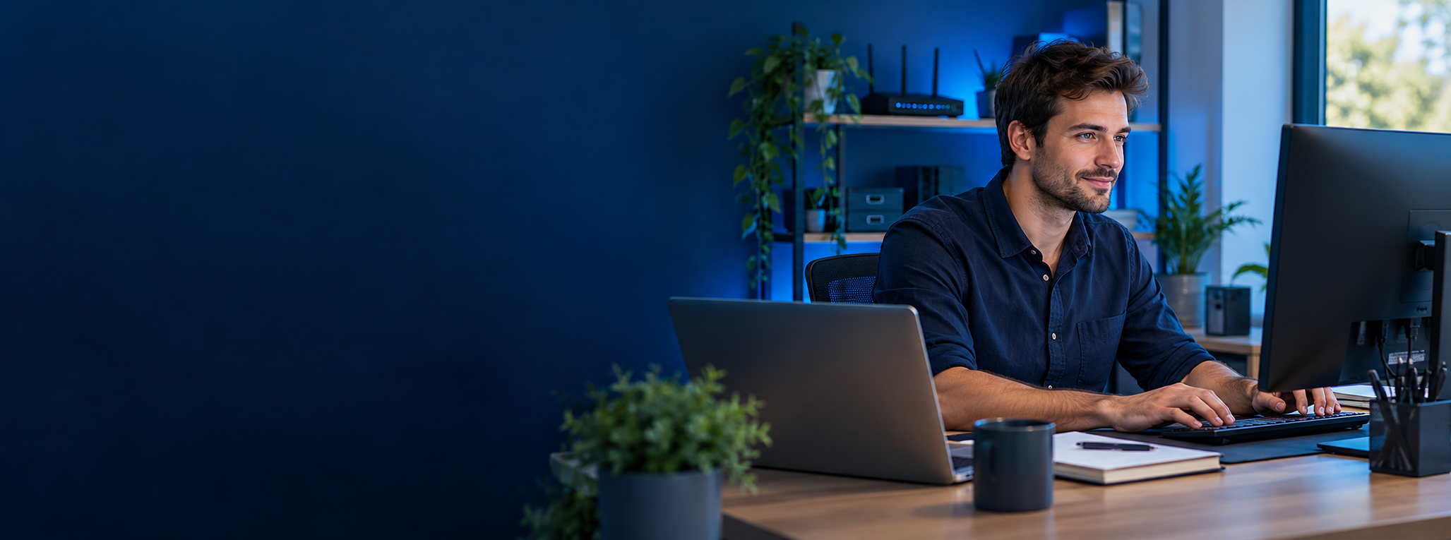 Technicien informatique travaillant dans un atelier